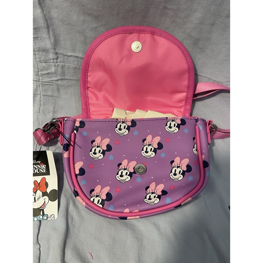 NEW Walt Disney Small Pink & Purple Crossbody Satchel Bag Purse - Minnie Mouse - Picture 3 of 5